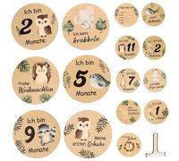 SECFOU 1set Dischi Di Legno Per Milestone Del Bebè Pz Con Supporto Per Foto e Sacchetto Accessori Decorativi Per Annuncio Di Nascita e Memorie Speciali
