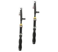 SECFOU 2 Pezzi Canna da Pesca Tascabile Telescopica Super Resistente e Compatta con Mulinello Integrato per Pesca in Mare e Acqua Dolci per Viaggi e Avventure all Aperto