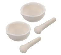 SECFOU 2 Pezzi Mortaio e Pestello in Ceramica Bianco 10 Cm con Beccuccio, Design Compatto per Macinare Spezie e Ingredienti Medicinali in Cucina Preservando i Sapori Naturali