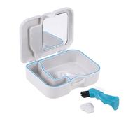 SECFOU 2pezzi Scatola Porta Dentiera Portatile Per Conservazione Sicura Custodia Per Falso Dente Con Spazzolino e Specchio Per Viaggi e Attività All Aperto