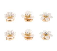 SECFOU 3 Paia di Gemelli da Polso Perle e Strass, Bottoni a Forma di Fiore Decorativi Rimovibili per Donna, Accessori Formali per Camicie ed Eventi Eleganti
