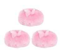 SECFOU 3 Pezzi Puff per Talco Ragazzo Ragazza Morbido Rosa Lunga Pelliccia, Design a Fiocco Creativo, per Polvere per Corpo la Pelle Delicata
