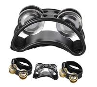 SECFOU 4 Pezzi Tamburello Piede Doppia con Campanelli in Metallo per Percussioni Strumento Musicale per Batteria e Chitarra Suono Chiaro e per Performance e Pratica