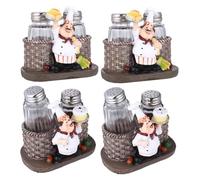SECFOU 4 Set Bottiglie Spezie in Resina A Forma Statua Chef: Shaker Per Bottiglie Condimenti Con Coperchi - Barattolo Conservazione Per Sale, E