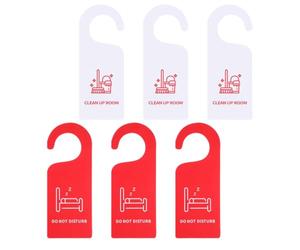 SECFOU 6 Pezzi Cartelli Bifacciali per Porta Camera da Letto Gancio per Pomello, Cartello Non Disturbare e Prego Pulire", Segnaletica in Pvc per Hotel, Ufficio e Locali Commerciali