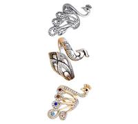 SECFOU Anelli da Dito Aperti in Lega Stile Etnico Superficie Lucida Senza Sbavature, Set da 3 Pezzi Design Delicato e Motivo Pavone per Accessori all'Uncinetto