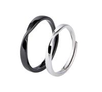 SECFOU Argento S925 Anelli di Coppia 2 Pezzi Regolabili, Aperti | Stile Semplice ed Elegante, Adatti a Nozze, Fidanzamento, Anniversario, Regalo per Uomini e Dita