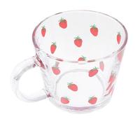 SECFOU Bicchiere da Acqua a Bocca Larga in Vetro Trasparente Scala, Tazza per Colazione alla Fragola, Tazza per Bevande Fredde, Adatta per Latte e Succo, Design Moderno Riutilizzabile