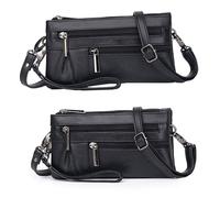 SECFOU Borsa a Tracolla Donna Nera Elegante in Pu Forma a Busta, Materiale Lucido Leggero, per Feste e Cerimonie