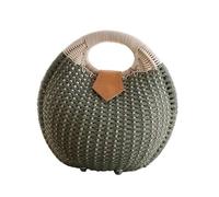SECFOU Borsa Donna in Rattan a Forma di Conchiglia Verde, Elegante e Creativa Chiusura a Bottone per Sicurezza e Ampia Capacità di Storage, lo Shopping Quotidiano