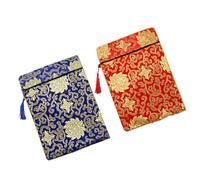 SECFOU Borsa in Broccato Retro 2pezzi per Conservare Scritture Buddhiste Resistenza alle Macchie Borsa Doppio Strato in Stile Cinese per Viaggi All'aperto