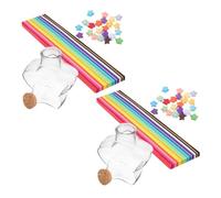 SECFOU Bottiglia dei Desideri Fai da Te con Tappo di Sughero, Set da 2 Mini Barattoli di Plastica Trasparente con Carta Origami a Forma di Stella, Decorazione per Casa e Regalo Creativo