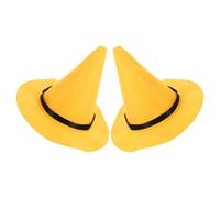 SECFOU Cappello da Strega Leggero e Comodo in Feltro Spesso Giallo Tesa Larga e Punta Classica per Feste di Halloween e Cosplay Teatrale