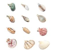 SECFOU Ciondoli Conchiglie Leggeri e Resistenti 12 Pezzi in Materiale Naturale per Realizzare Gioielli Fai da Te come Collane ed Orecchini Stili multipli per Negozio e Stili multipli