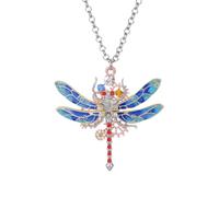 SECFOU Collana Ciondolo a Forma di Libellula in Lega e Strass Rossi, Stile Punk, Accessorio Unico per Donna che Mostra Personalità e Cattura L'attenzione