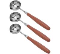 SECFOU Cucchiaio per Sciogliere la Cera con Manico in Legno Cerato, Set da 3 Pezzi con Beccuccio Versatore Antiscivolo per Sigilli di Ceralacca, Kit per Decorazioni Matrimonio e