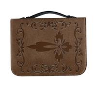 SECFOU Custodia per Bibbia in Pu con Stampa Croce Artistica, Organizer con Cerniera e Maniglia Ergonomica, Protezione per Libri Sacri e Accessori da Studio Religioso, Borsa Porta Bibbia