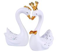 SECFOU Decorazione per Torta e Auto Cigno in Resina Bianca, Set 2 Pezzi Elegante e Raffinato per Arredamento Casa e Festa