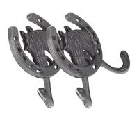 SECFOU Ganci da Parete in Ferro Vintage Stile Cavallo Set 2 Pezzi, Ganci Creativi Rustici in Ghisa per Chiavi, Cappelli e Cappotti, Accessori Decorativi per Casa e Ufficio