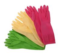 SECFOU Guanti Impermeabili Riutilizzabili 3 Paia in Emulsione, Spessi e Resistenti per Lavaggio Piatti e Giardinaggio Protezione Migliorata Colore Casuale