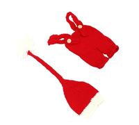 SECFOU Kit Fotografico Neonato 0-1 Mese Tuta e Cappello in Outfit Babbo Natale Morbido e Delicato sulla Pelle Accessori per Foto Puntelli Compleanno