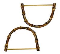 SECFOU Manici Bambu Manici d Tipo per Borse Uncinetto in Plastica Stile bambù Accessori Handmade, Confezione 2 Pezzi metà Tondo per Borse Fai da Te