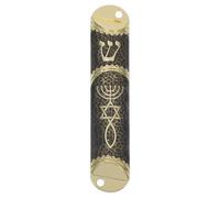 SECFOU Mezuzah per Decorazione Lega Zinco di Porta in Ebraica e Religiosa per Nero con Pergamena Cornice Arrotondata, Facile Installazione