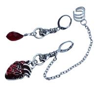 SECFOU Orecchini Design a Catena Eleganti e Delicati a Forma di Cuore Asimmetrici in Lega per Donna Accessori da Indossare Quotidianamente per Serate Speciali