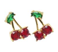 SECFOU Orecchini Donna Ciliegia Rossi in Lega Zirconi Scintillanti, Gioielli Moda Eleganti per Compleanno e Giornate Speciali, Fashion Accessori Estetici