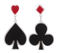 SECFOU Orecchini Pendenti Grandi a Tema Poker Cuori e Picche in Acrilico Leggeri, Design Esagerato per Donne e Ragazze, Accessorio Moda per Feste e Uso Quotidiano
