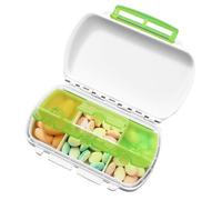 SECFOU Organizer per Pillole 6 Scomparti in Plastico Verde, Portapillole Tascabile per Medicinali e Piccoli Oggetti, per Anziani e Viaggi Lunghi in Ufficio