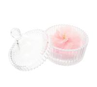 SECFOU Piumino Floccato per Polvere Sciolta con Custodia in Vetro, Set 1 Pezzo con Design a Fiore 3d per Make-up e Uso Quotidiano