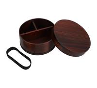 SECFOU Scatola Bento in Legno Vintage Rotonda con Scomparti Contenitore Pranzo Giapponese per Ufficio Scuola e Picnic Lunch Box per Esterni e Campeggio