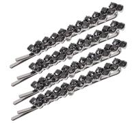 SECFOU Set 1 Paio Fermagli per Chioma Eleganti in Lega Cristalli Decorativi, Clip di Chioma Neri per Occasioni Speciali e Balli