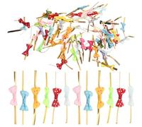 SECFOU Set 100 Pezzi Fascette Fiocco a Forma di Lecca-Lecca per Confezioni Doni, Decorazioni per Sacchetti Dolci e Chiusura Sacchetti Caramelle Fai da Te Colore Casuale