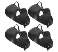 SECFOU Set 4 Maschere Veneziane Nere per Uomo Mezzo Viso in Plastica Design Retrò e Vestibilità Ergonomica per Feste a Tema e Balli in Maschera