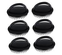 SECFOU Set 6 Pezzi Spazzole Massaggiatore Capelluto in Plastica Nera per Pulizia Profonda Chioma Design Ergonomico per Stimolare la Crescita Naturale dei Chioma
