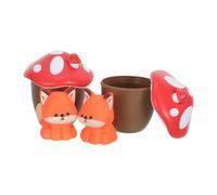 SECFOU Set di 2 Giocattoli Volpe Realistica in Plastica su Base a Fungo Rossa, Design Animali Verosimili, per Interazione Genitore-figlio e Picnic All'aperto