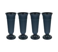 SECFOU Set di 4 Vasi per Fiori in Plastica Verde, Colonna Romana, Base Rinforzata e Camera Profonda, per Composizioni Floreali Artificiali e Fresche per Decorazioni al Cimitero