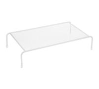 SECFOU Supporto per Monitor da Tavolo in Ferro Base Rialzata e Scaffale Laterale, Supporto Multifunzionale per Computer Portatili e Scrivania Ufficio