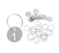 SECFOU Targhette Numerate Rotonde Resistenti e Incise Numeri in Acciaio Inossidabile Anello, 20 Pezzi per Centro Fitness e Officina