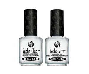 Seche Vite Dry Fast Top Coat/Seche Clear Crystal Clear Base Coat Duo SMALTO Trasparente 2 pezzi, confezione da 2