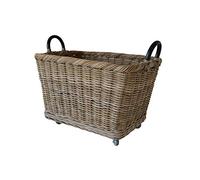 Sechome B18-AR Cesto Portalegna in Rattan Naturale con Ruote (Big)
