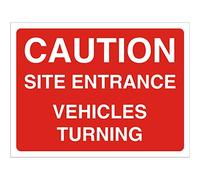 Seco Attenzione Site Entrance Vehicles Turning Sign, 600 mm x 450 mm - 3 mm Schiuma PVC