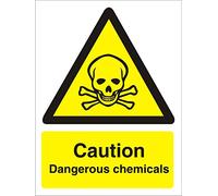 Seco Cartello con pittogramma Caution Dangerous Chemicals with Skull & Bones, 200 mm x 300 mm - 1 mm, in plastica semi rigida