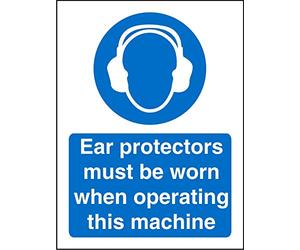 Seco Cartello con scritta "Ear Protectors Must Be Worn When Operating This Machine", 150 mm x 200 mm, in vinile autoadesivo