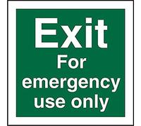 Seco Cartello con scritta "Exit for Emergency Use Only", 200 mm x 200 mm, vinile autoadesivo