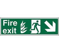 Seco Cartello con scritta "Fire Exit" conforme a NHS - Fire Exit, Fire, Man Running Right, Arrow Pointing Down & Right Sign, 450 mm x 150 mm - vinile autoadesivo