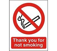Seco Cartello con scritta "Thank You For Not Smoking", formato A4 (210 mm x 297 mm), vinile autoadesivo