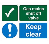 Seco Cartello con valvola di arresto della rete del gas, 200 mm x 150 mm, in vinile autoadesivo